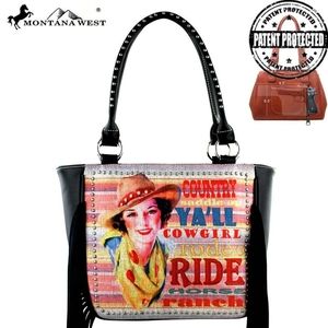 Concealed carry rodeo fringed bag faux leather NWT